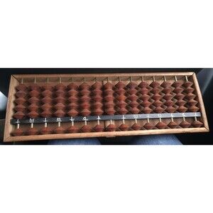 Vintage Wooden Japanese Soroban Abacus – Mid Century Wood Learning Calculator
